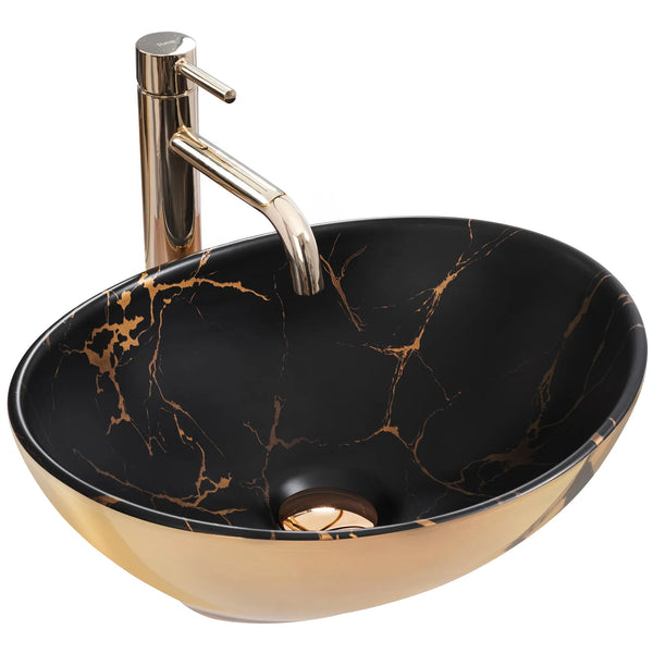 LAVOAR PE BLAT EMPA SOFIA IN MARBLE MAT BLACK GOLD