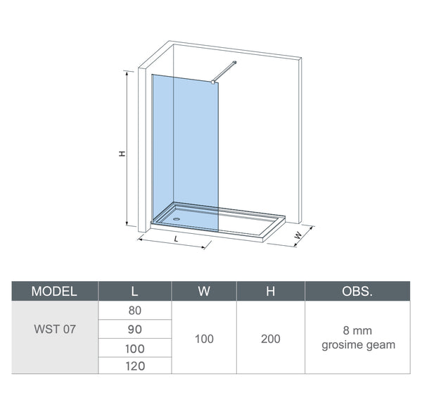 Paravan dus 80 cm EMPA WST 07 crom